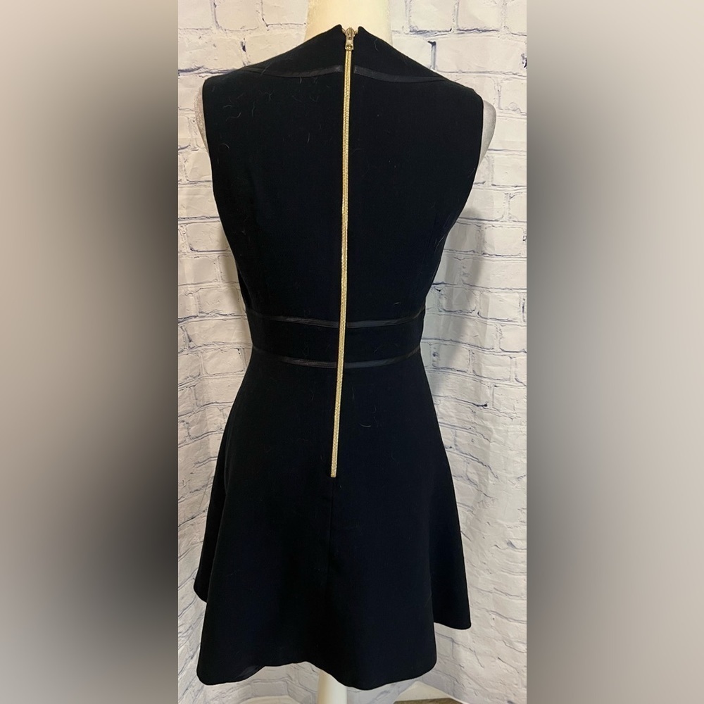 Tara Jarmon wool blend black Zip Back Sleeveless a line dress size 38/6 - Picture 4 of 8